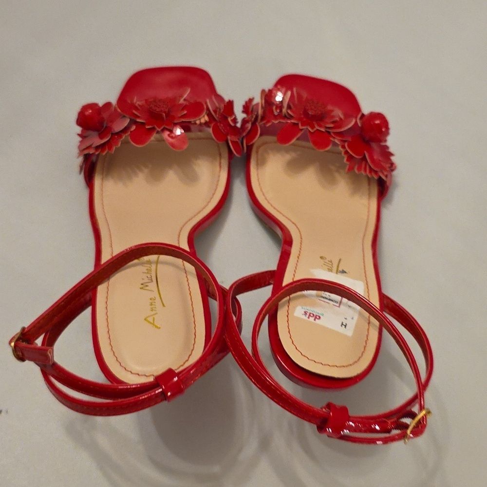 BRAND NEW ANNE MICHELLE FLORAL DESIGN SLINGBACK KITTEN HEEL SANDAL - Picture 5 of 16